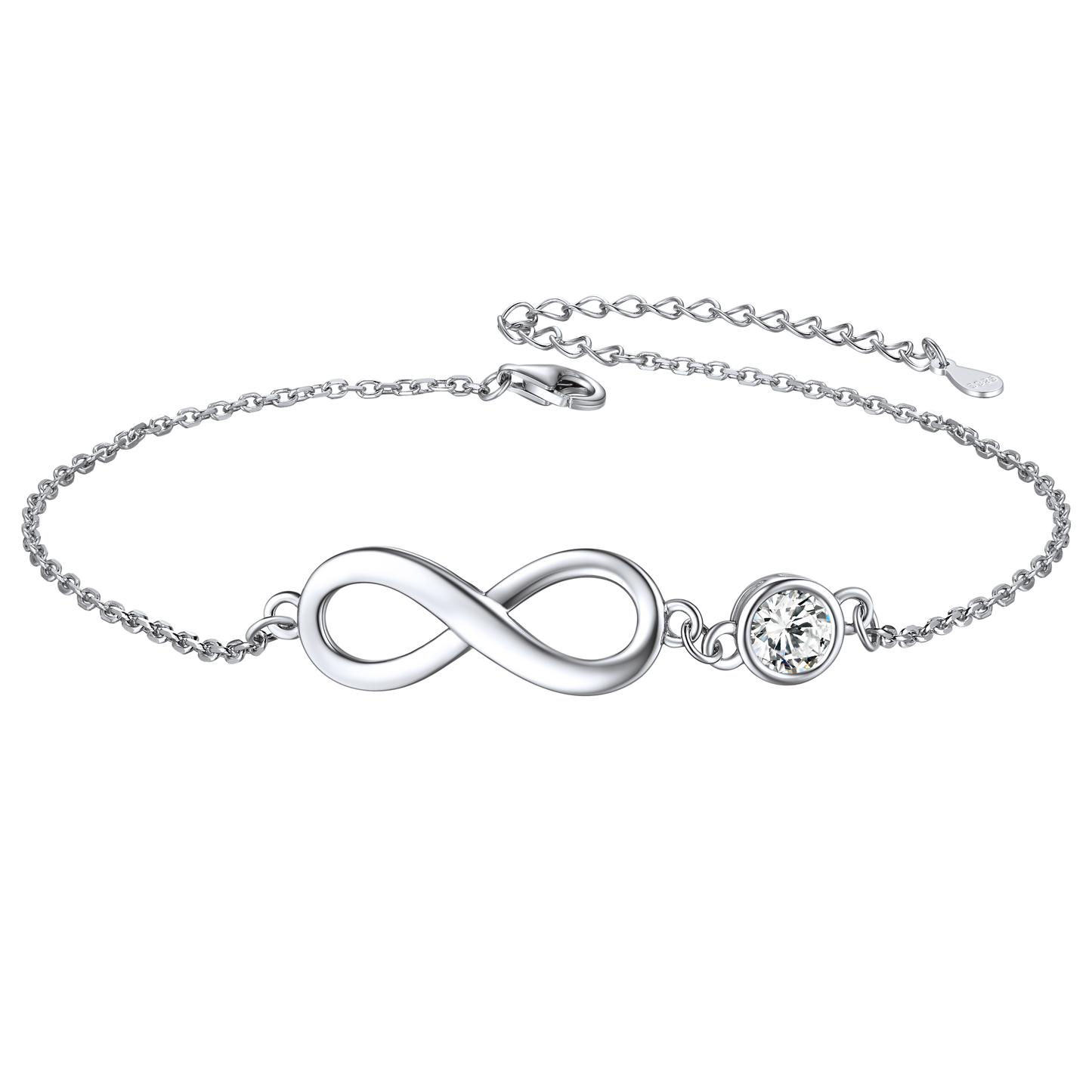 Sterling Silver Infinity Anklet With Birthstone