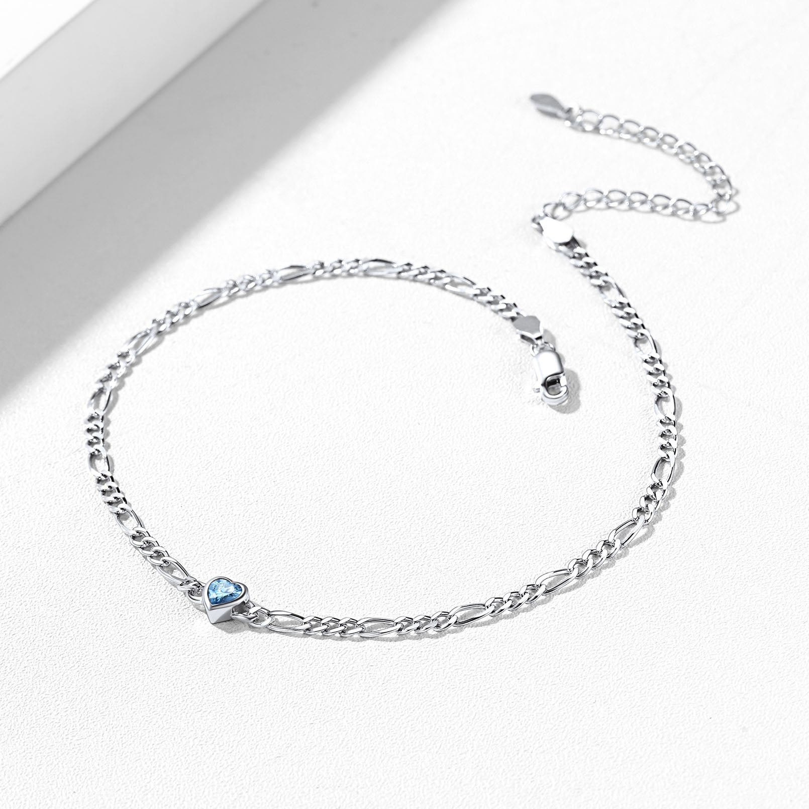 Or Rose Flash Argent Sterling Figaro Lien Chaîne Double Cœurs Or Rose Flash Argent Sterling Figaro Lien Chaîne Double Cœurs