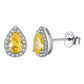Teardrop Birthstone Halo Stud Earrings For Women Sterling Silver BIRTHSTONES JEWELRY