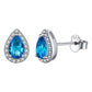Teardrop Birthstone Halo Stud Earrings For Women Sterling Silver BIRTHSTONES JEWELRY