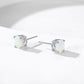 Classic Round Opal Stud Earrings Sterling Silver