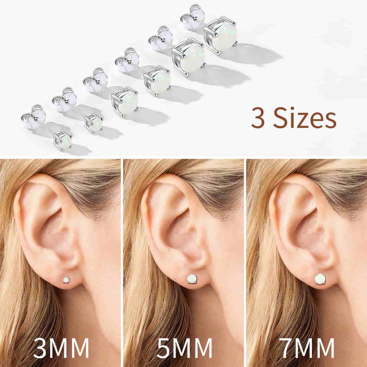 Classic Round Opal Stud Earrings Sterling Silver