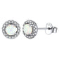 Boucles d'oreilles à tige en opale et halo de zircons cubiques