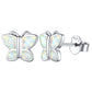 Sterling Silver Butterfly Opal Stud Earrings For Women Girls