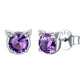 Sterling Silver Birthstone Cat Stud Earrings