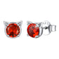 Sterling Silver Birthstone Cat Stud Earrings for Women