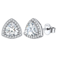 Boucles d'oreilles à tige en argent sterling avec pierre de naissance et halo triangulaire