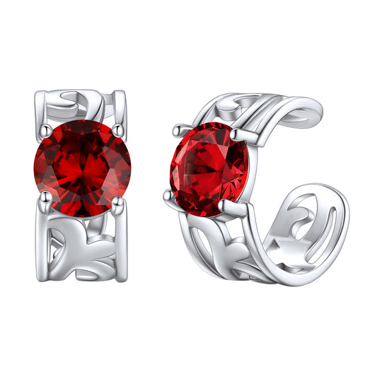 Sterling Silver Celtic Knot Birthstone Cuff Earrings