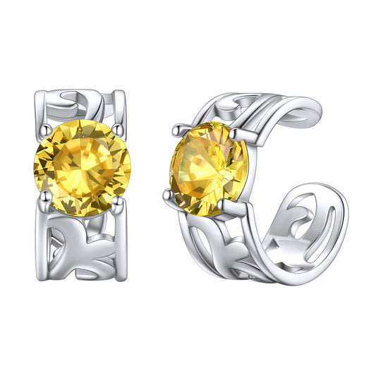 Sterling Silver Celtic Knot Birthstone Cuff Earrings