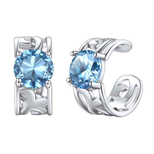 Boucles d'oreilles manchette en argent sterling avec pierre de naissance et nœud celtique pour femme