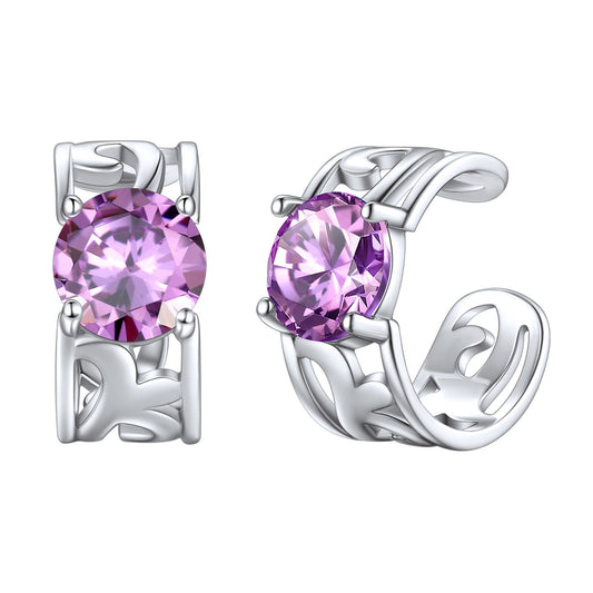 Sterling Silver Celtic Knot Birthstone Cuff Earrings