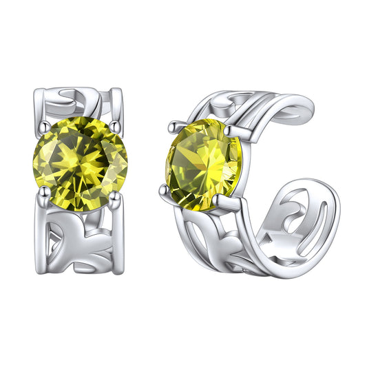 Sterling Silver Celtic Knot Birthstone Cuff Earrings