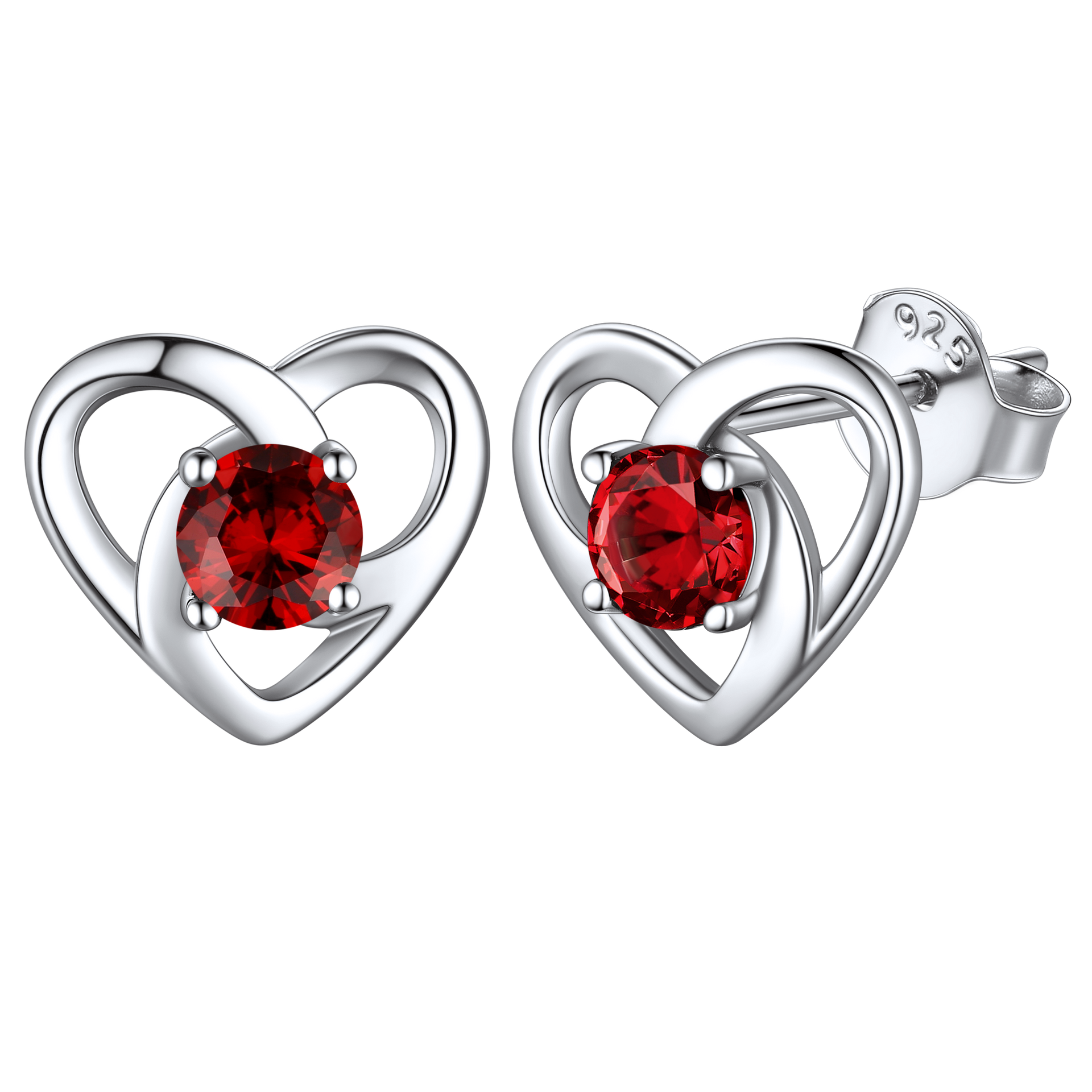 Sterling Heart Celtic Knot Birthstone Stud Earrings