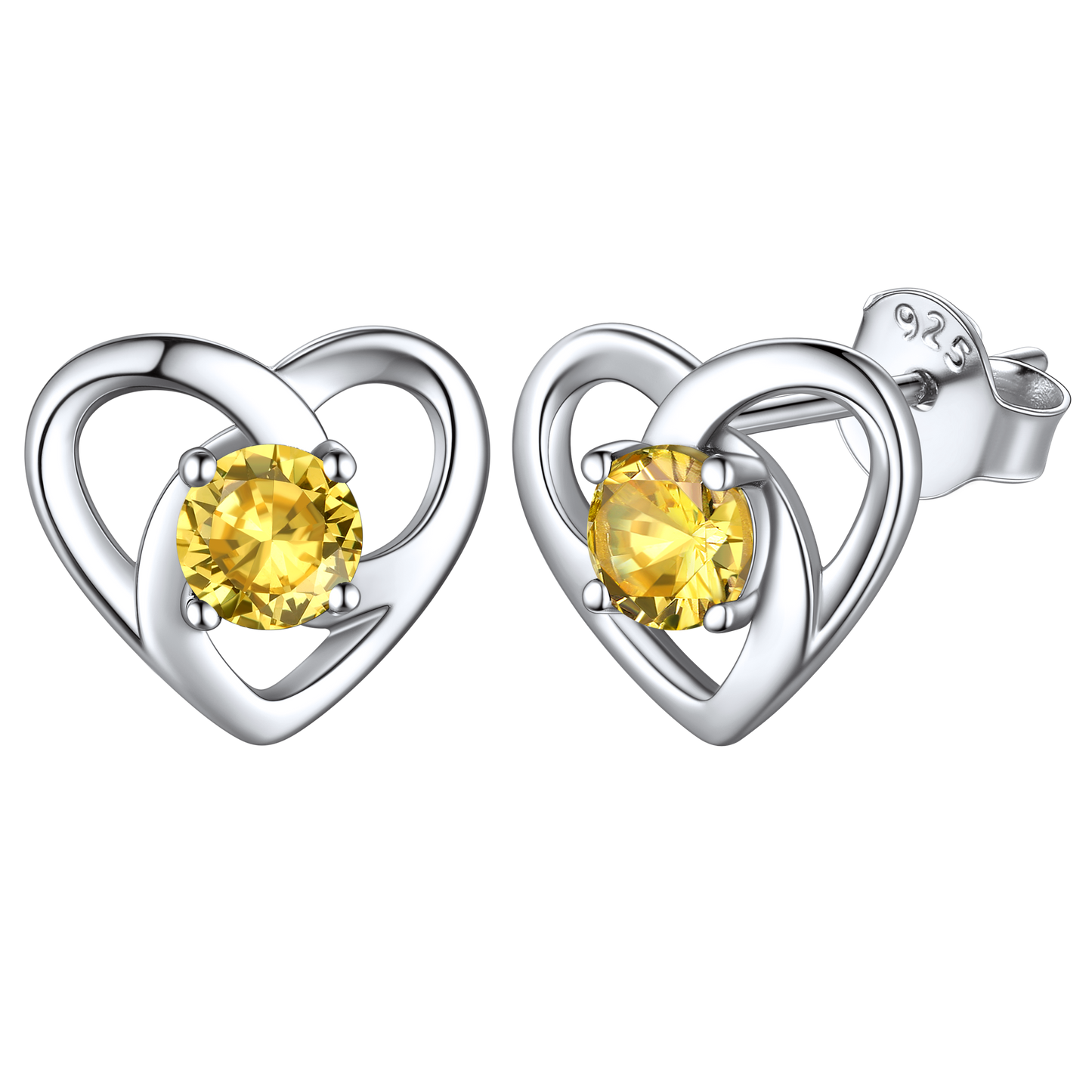 Sterling Silver Heart Celtic Knot Birthstone Stud Earrings