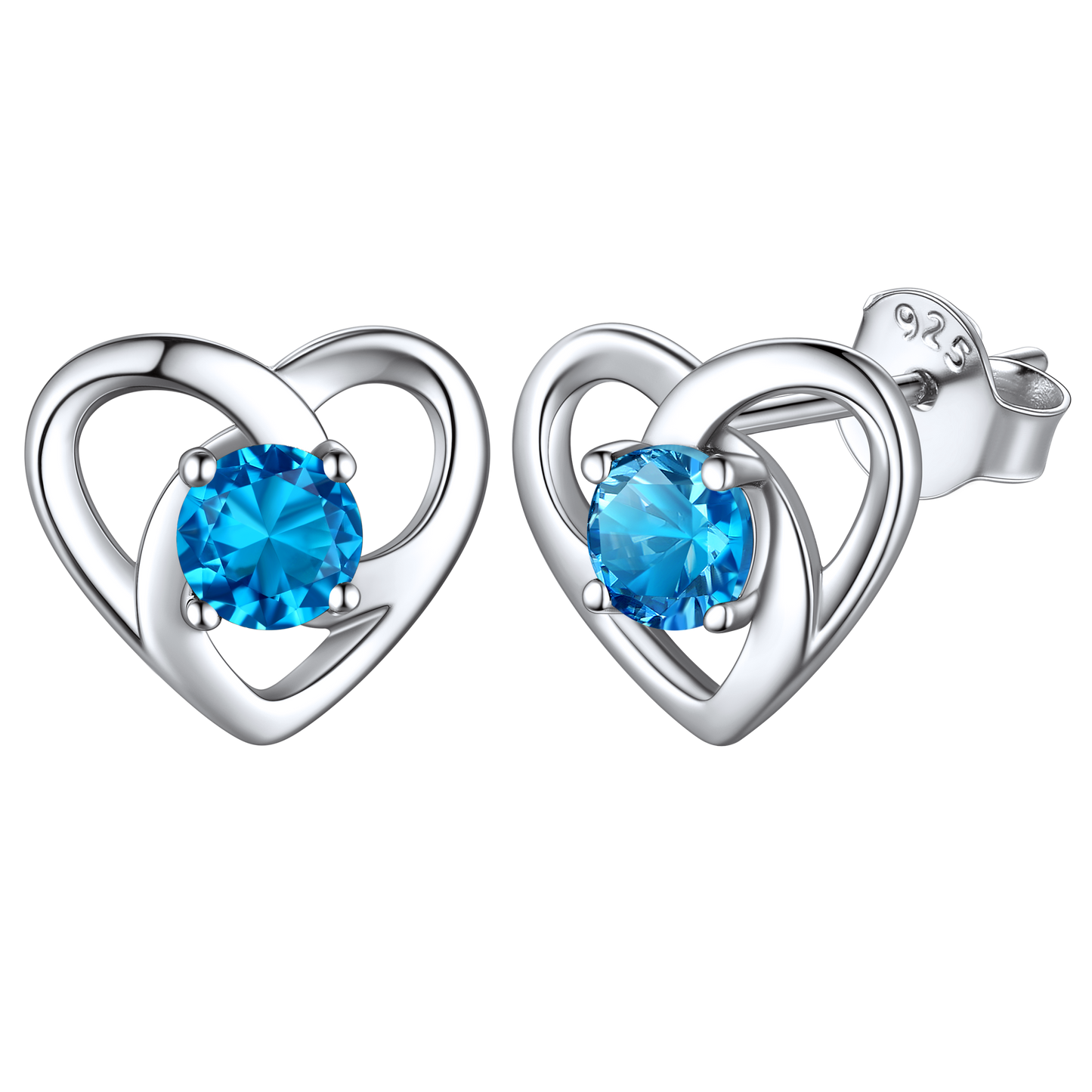 Sterling Silver Heart Celtic Knot Birthstone Stud Earrings