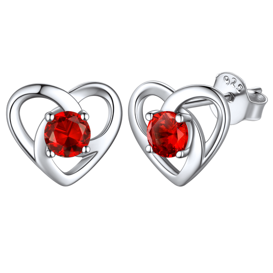 Sterling Silver Heart Celtic Knot Birthstone Stud Earrings