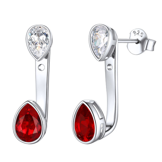 Cubic Zirconia Teardrop Birthstone Earrings Jacket Sterling Silver