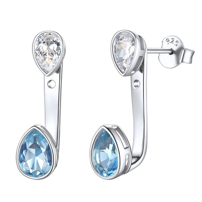 Cubic Zirconia Teardrop Birthstone Earrings Jacket Sterling Silver