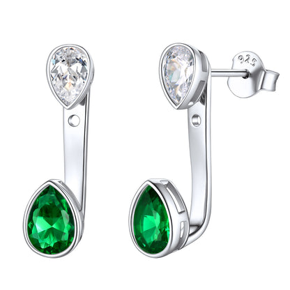 Cubic Zirconia Teardrop Birthstone Earrings Jacket Sterling Silver