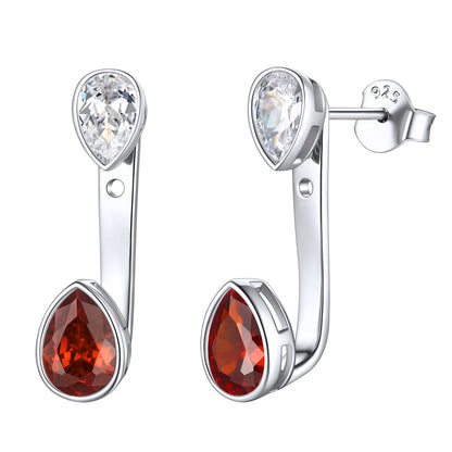 Cubic Zirconia Teardrop Birthstone Earrings Jacket Sterling Silver