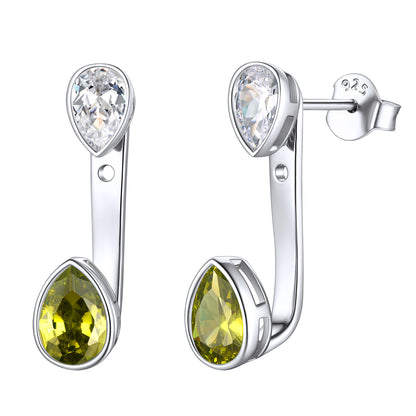 Cubic Zirconia Teardrop Birthstone Earrings Jacket Sterling Silver