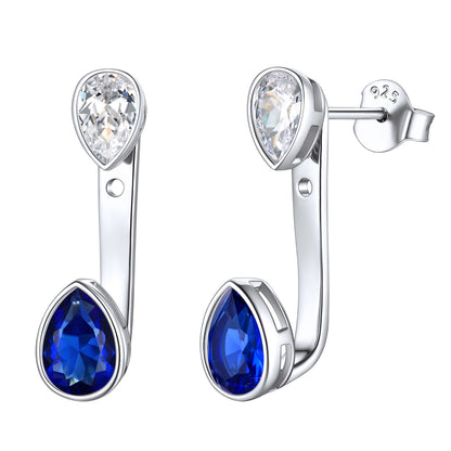 Cubic Zirconia Teardrop Birthstone Earrings Jacket Sterling Silver