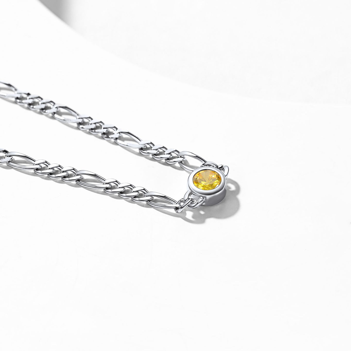 Bracelet chaîne en argent sterling avec pierre de naissance pour femme
