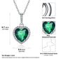 Halo May Emerald Birthstone Necklace Sterling Silve Women Heart Pendant BIRTHSTONES JEWELRY