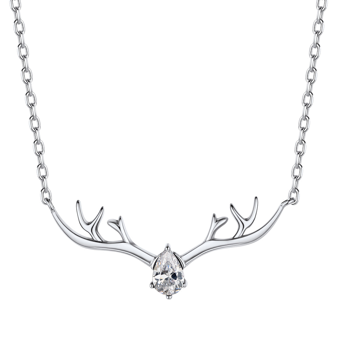 Customized Sterling Silver Antler Necklace with Birthstone For Women BIRTHSTONES JEWELRY