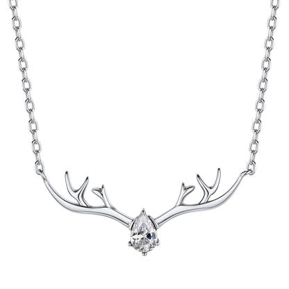 Customized Sterling Silver Antler Necklace with Birthstone For Women BIRTHSTONES JEWELRY