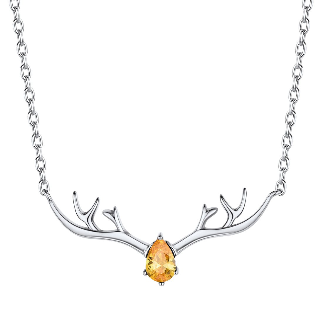 Customized Sterling Silver Antler Necklace with Birthstone For Women BIRTHSTONES JEWELRY