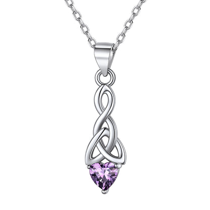 Sterling Silver Celtic Knot Necklace With April Diamond For Women BIRTHSTONES JEWELRY