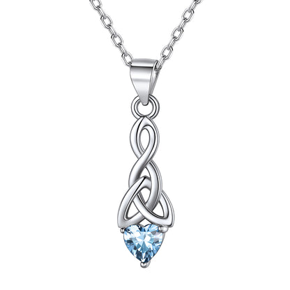 Sterling Silver Celtic Knot Necklace With April Diamond For Women BIRTHSTONES JEWELRY