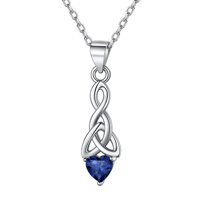 Sterling Silver Celtic Knot Necklace With April Diamond For Women BIRTHSTONES JEWELRY