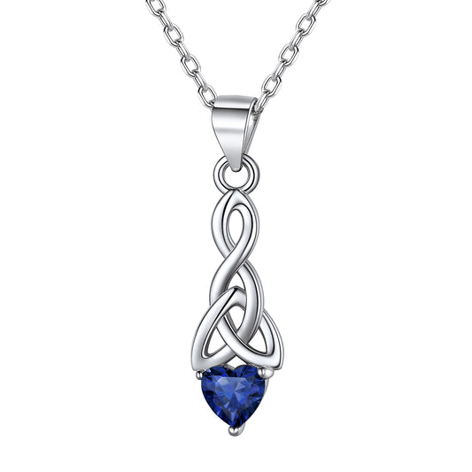 Sterling Silver Celtic Knot Necklace With April Diamond For Women BIRTHSTONES JEWELRY