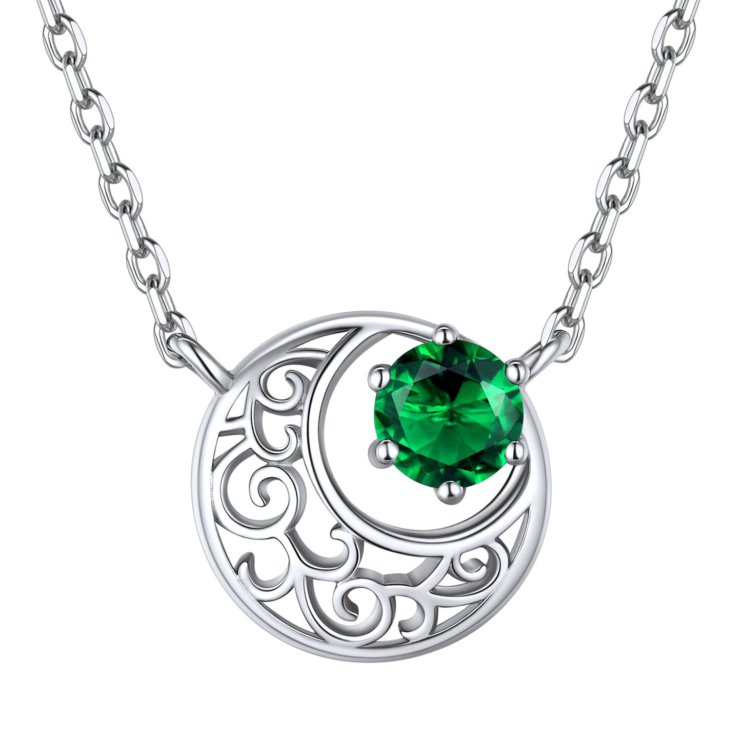 Collier de lune celtique en argent sterling avec pierre de naissance pour femme
