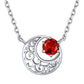 Sterling Silver Birthstone Celtic Moon Necklace For Women