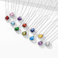 Sterling Silver Halo Teardrop Necklaces With Birthstone For Women BIRTHSTONES JEWELRY