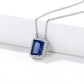 Sterling Silver Halo Necklace April Birthstone Emerald-Cut Pendant BIRTHSTONES JEWELRY