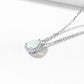 Teardrop Cubic Zirconia Opal Halo Necklace