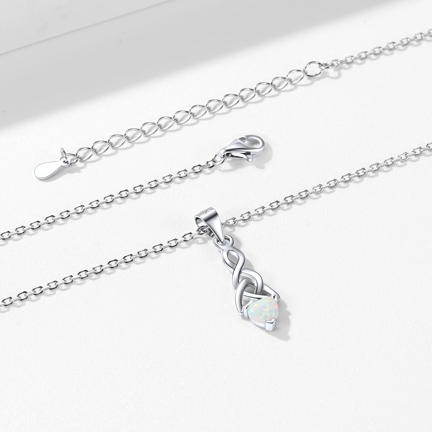 Sterling Silver Celtic Knot Heart Opal Necklace
