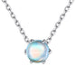 Sterling Silver Round Moonstone Pendant Necklace