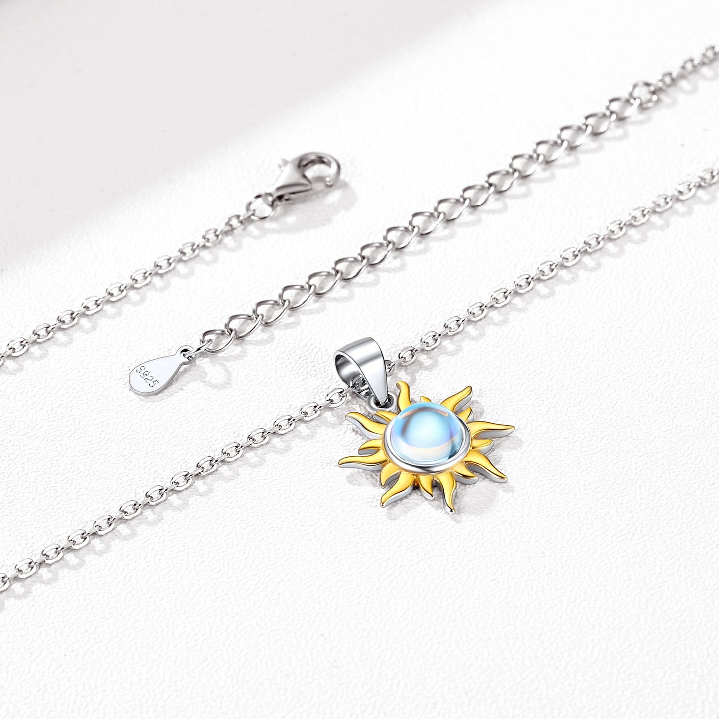 Sterling Silver Sun Moonstone Pendant Necklace