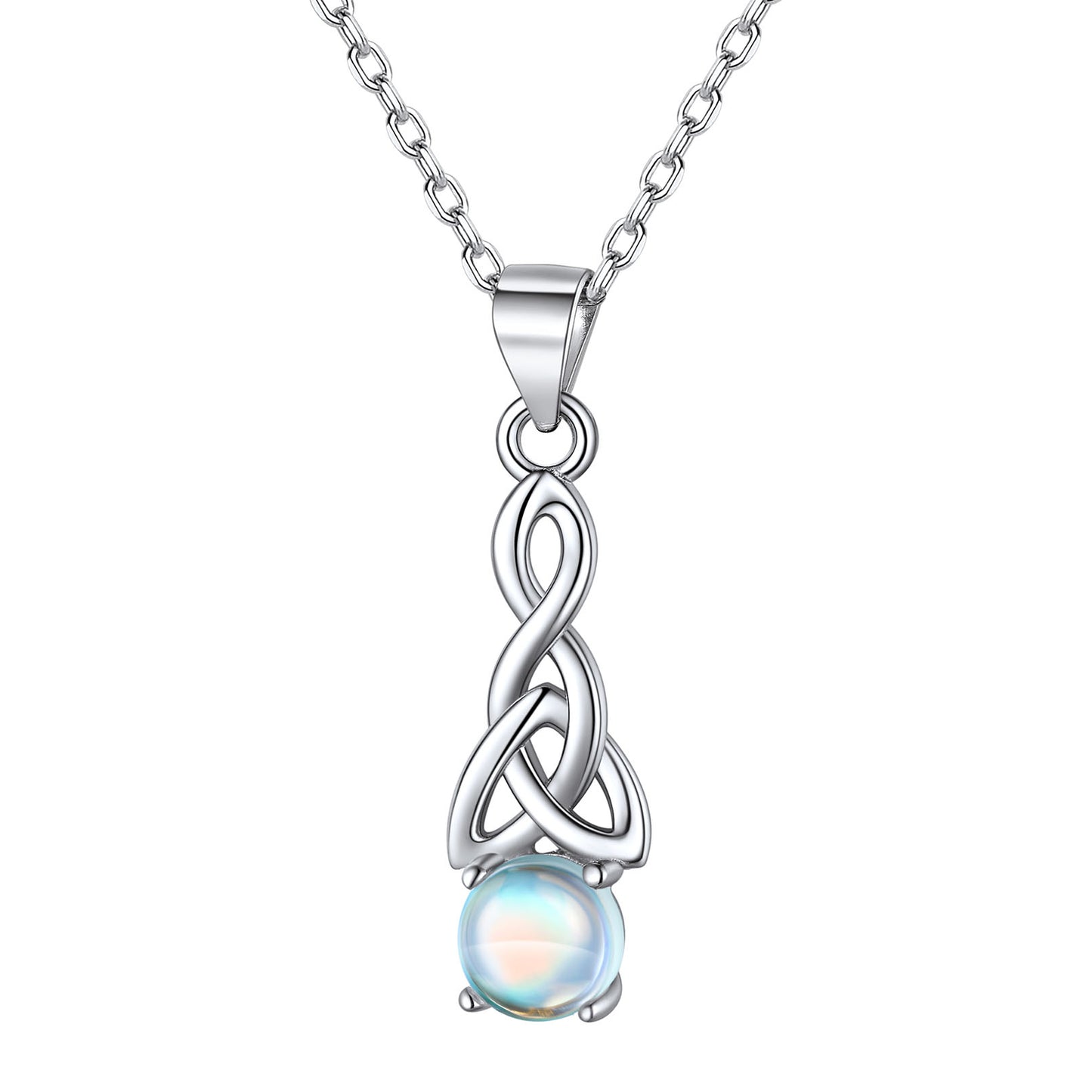 Sterling Silver Celtic Knot Moonstone Pendant Necklace