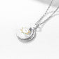 Sterling Silver Crescent Moon Sun Moonstone Necklace