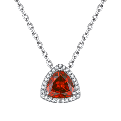 Sterling Silver Triangle Halo Birthstone Necklace