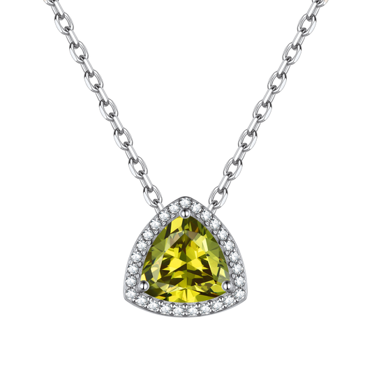Sterling Silver Triangle Halo Birthstone Necklace