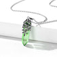 Silver Olive Leaf Birthstone Healing Crystal Necklace