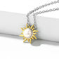 Sterling Silver Sunflower Pearl Pendant Necklace For Women