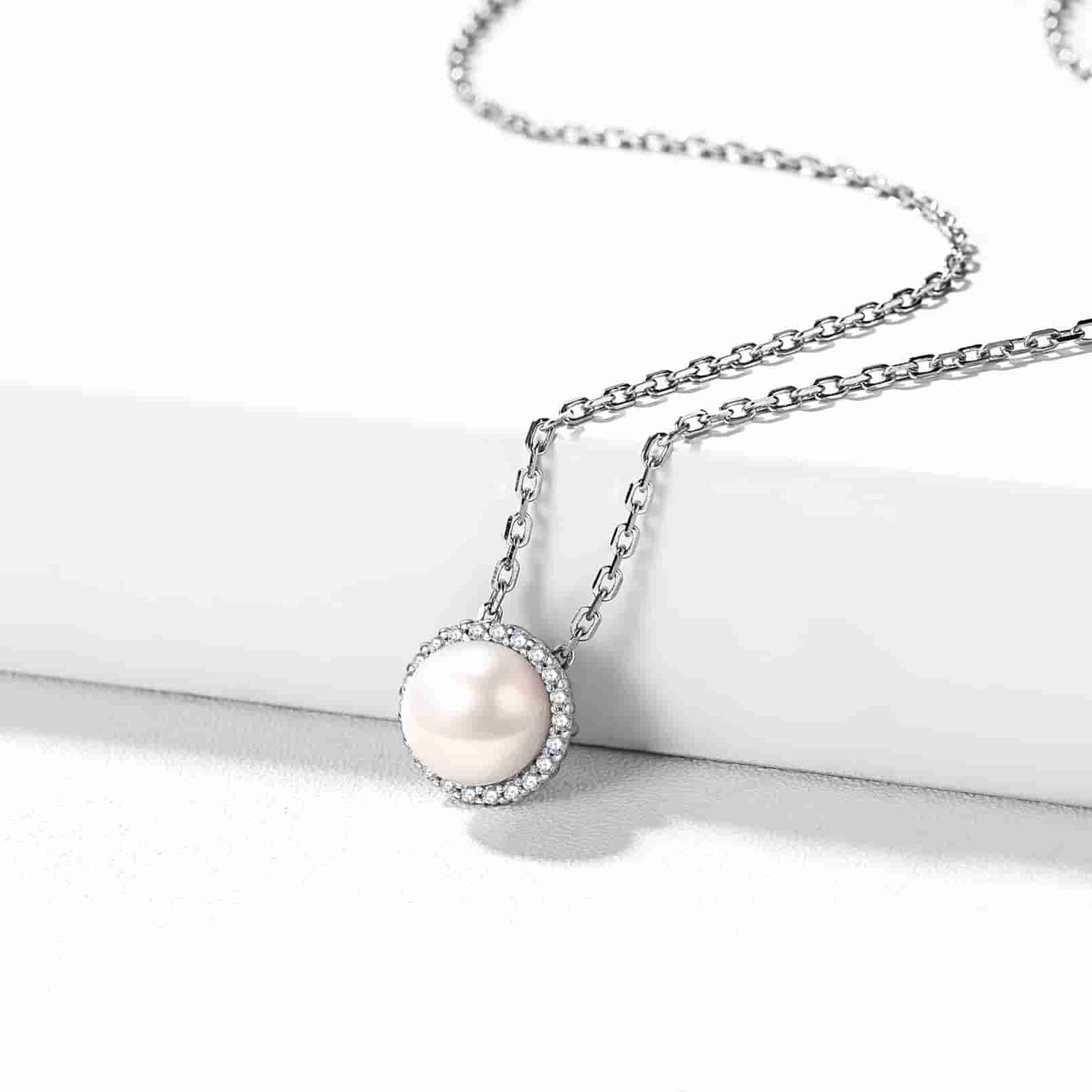 Collier classique de perles en zircone cubique en argent sterling